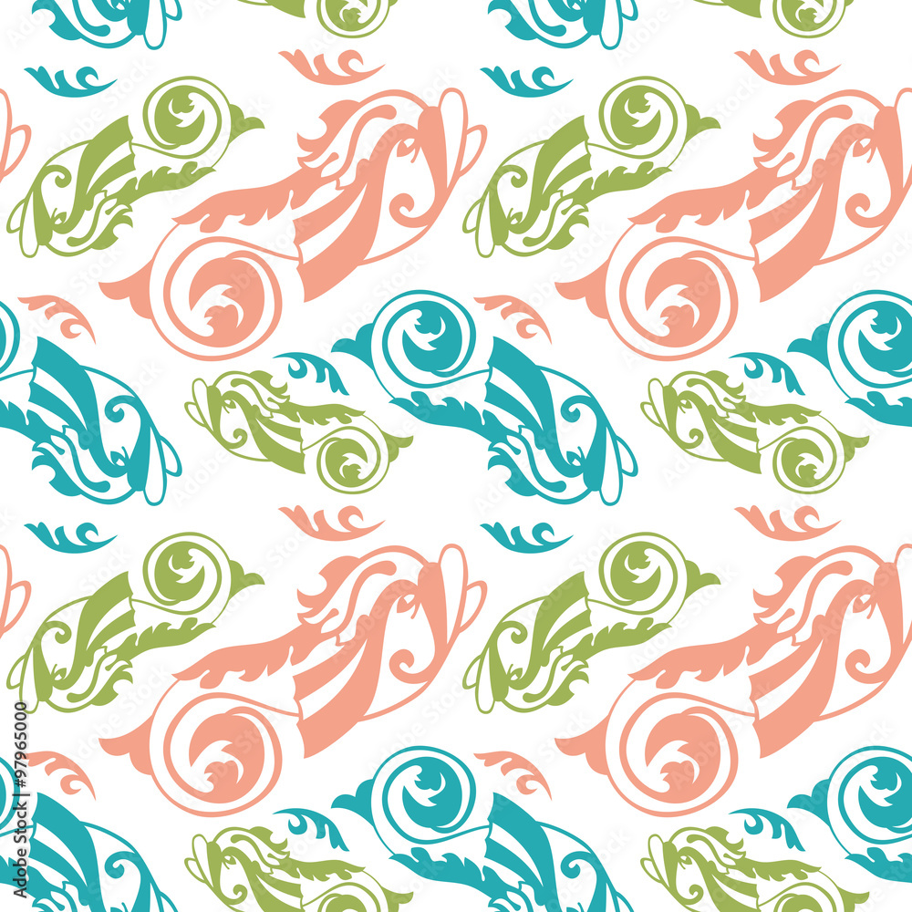 Seamless pattern with decorative fish