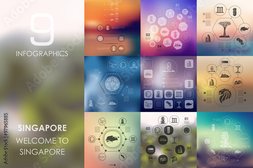 Singapore infographic with unfocused background