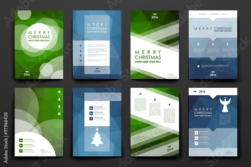 Set of brochure, poster design templates in Christmas style