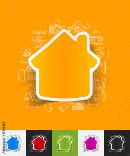 house paper sticker with hand drawn elements