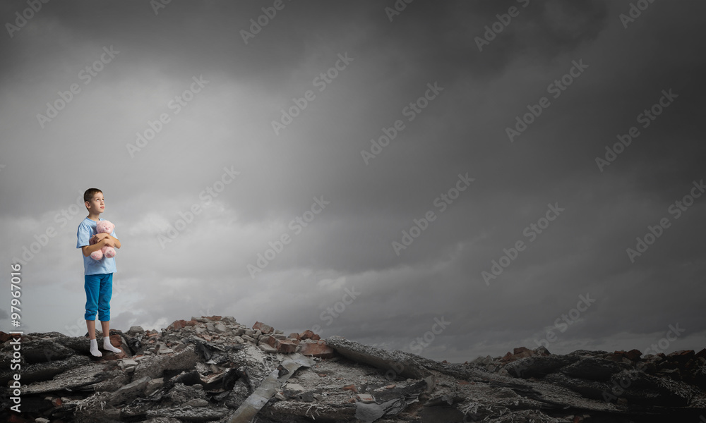 Fototapeta premium Boy with bear toy