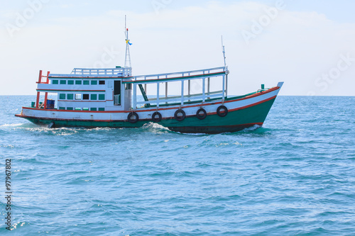 passenger wooden boat in tourist business in thailand floating o