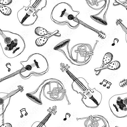 music instruments, Seamless Pattern