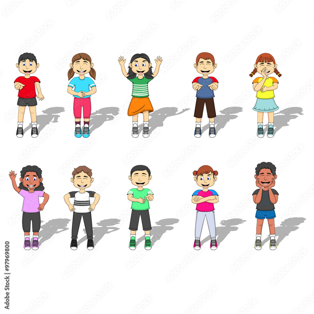 Set Of Ten happy and laughing Kids expression Vector Illustration Set Of Ten happy and laughing Kids expression Vector Illustration