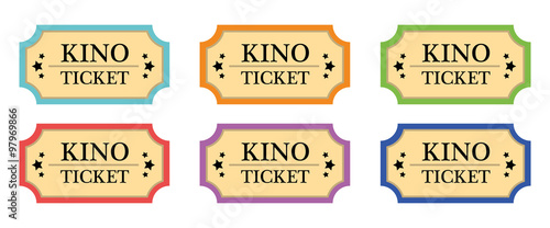 Set mit farbigen Kinotickets