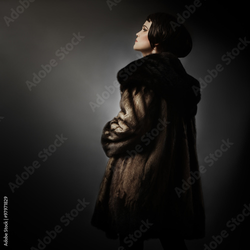Fur coat winter fashion Woman in mink fur