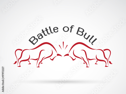 Vector image of a bull fight on white background, Logo, Symbol