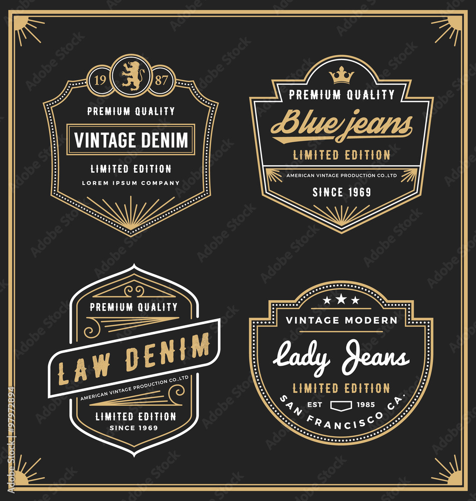 Vintage denim jeans frame logo for your business. Use for label, tags,  banner, screen and printing media. Vector illustration Stock Vector | Adobe  Stock