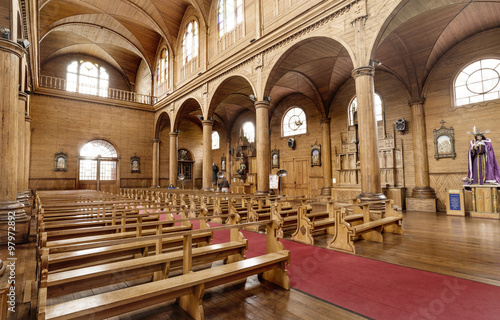 CASTRO, CHILE - NOV 19, 2015: San Francisco church in Castro, Chiloe island. The majority religion in Chile is Christianity (68%), with an estimated 55% of Chileans belonging to the Catholic church.