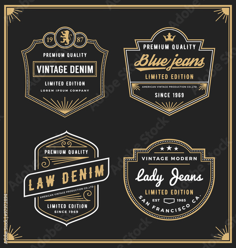Vintage denim jeans frame logo for your business. Use for label, tags, banner, screen and printing media. Vector illustration