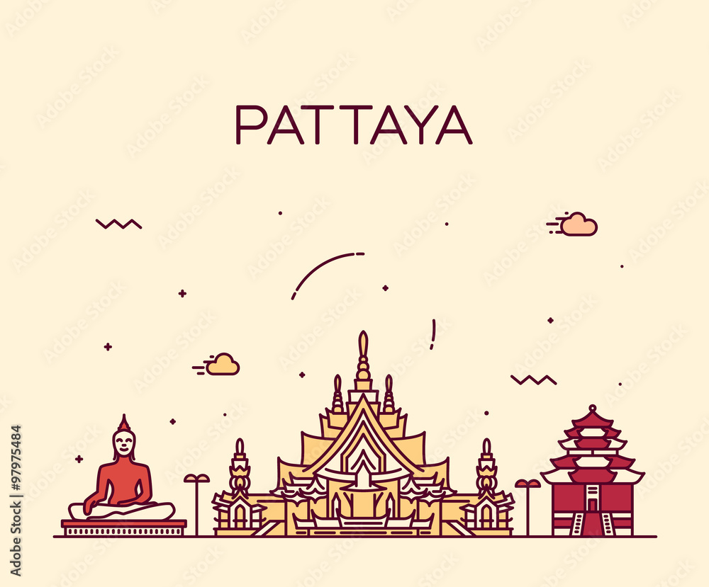 Photography Pattaya Trendy vector illustration linear style