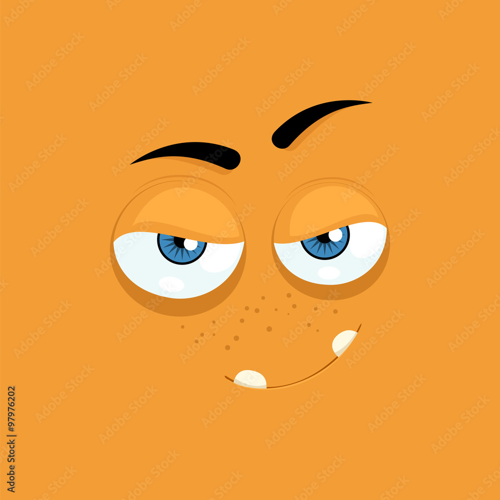 Cartoon face with a smug expression Stock Vector | Adobe Stock