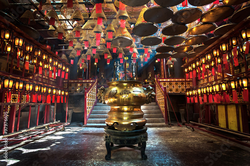 Inside the main hall of Man Mo Temple, Sheung Wan, Hong Kong