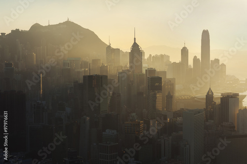 Canvas Print Air pollution over Hong Kong island