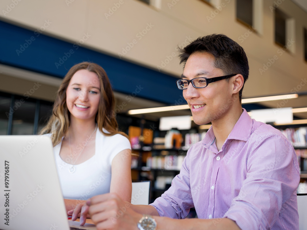 Two young students at the library Two young students at the library