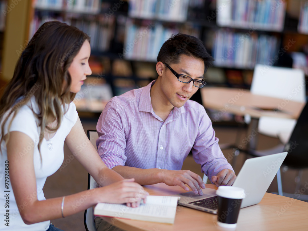 Two young students at the library Two young students at the library