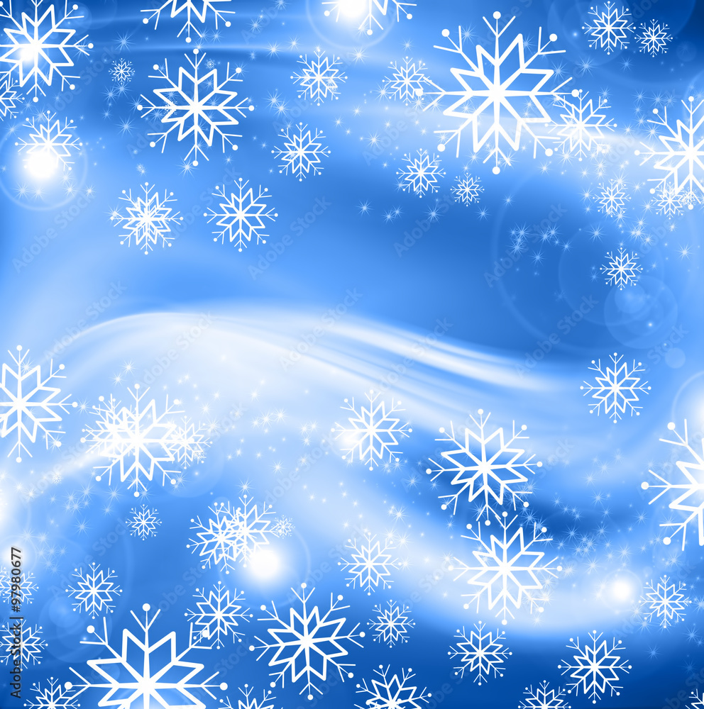 snowflakes and stars descending on background snowflakes and stars descending on background