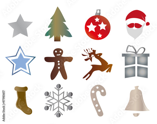 Décorations de Noël suspendus, or, isolé, fond
