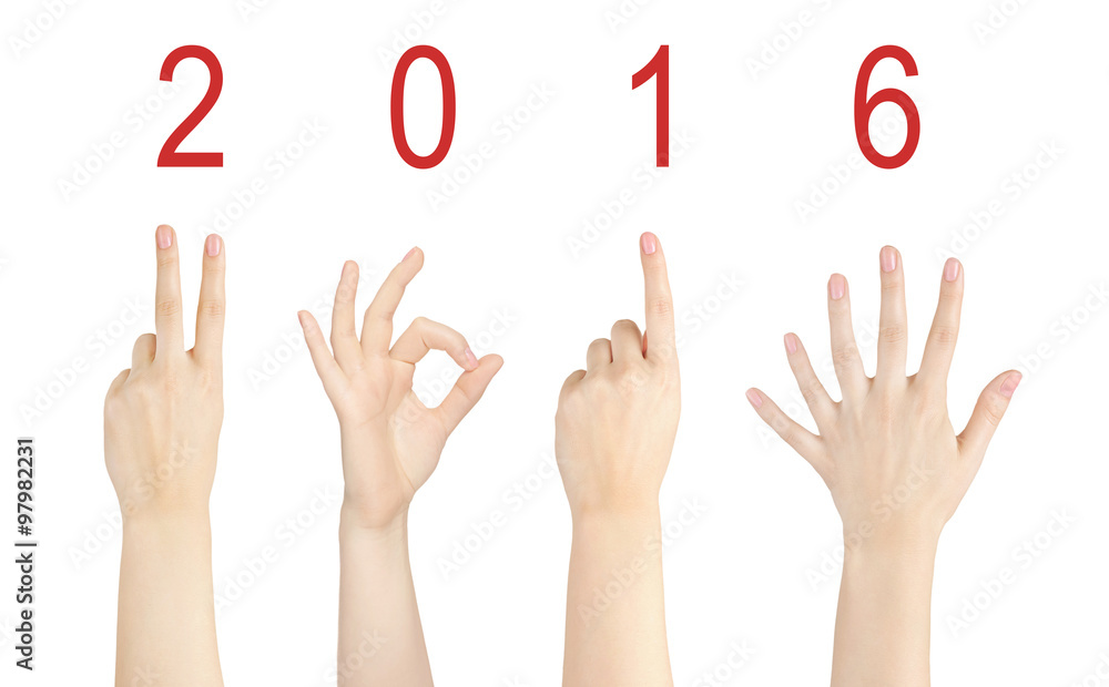 Fototapeta premium Woman hand gesture 2016