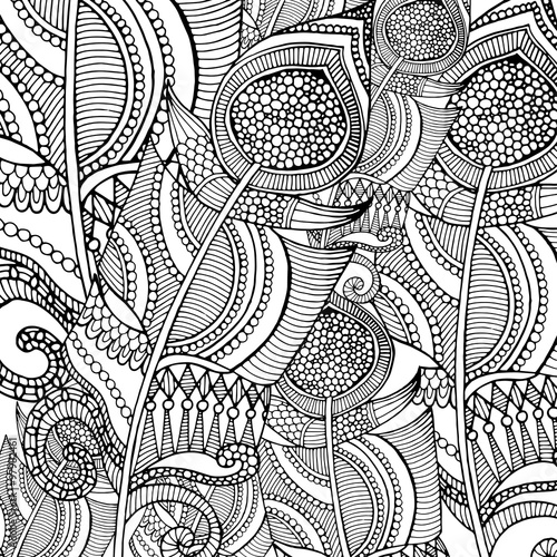 Grunge feather retro background, hand drawn doodle pattern in vector.