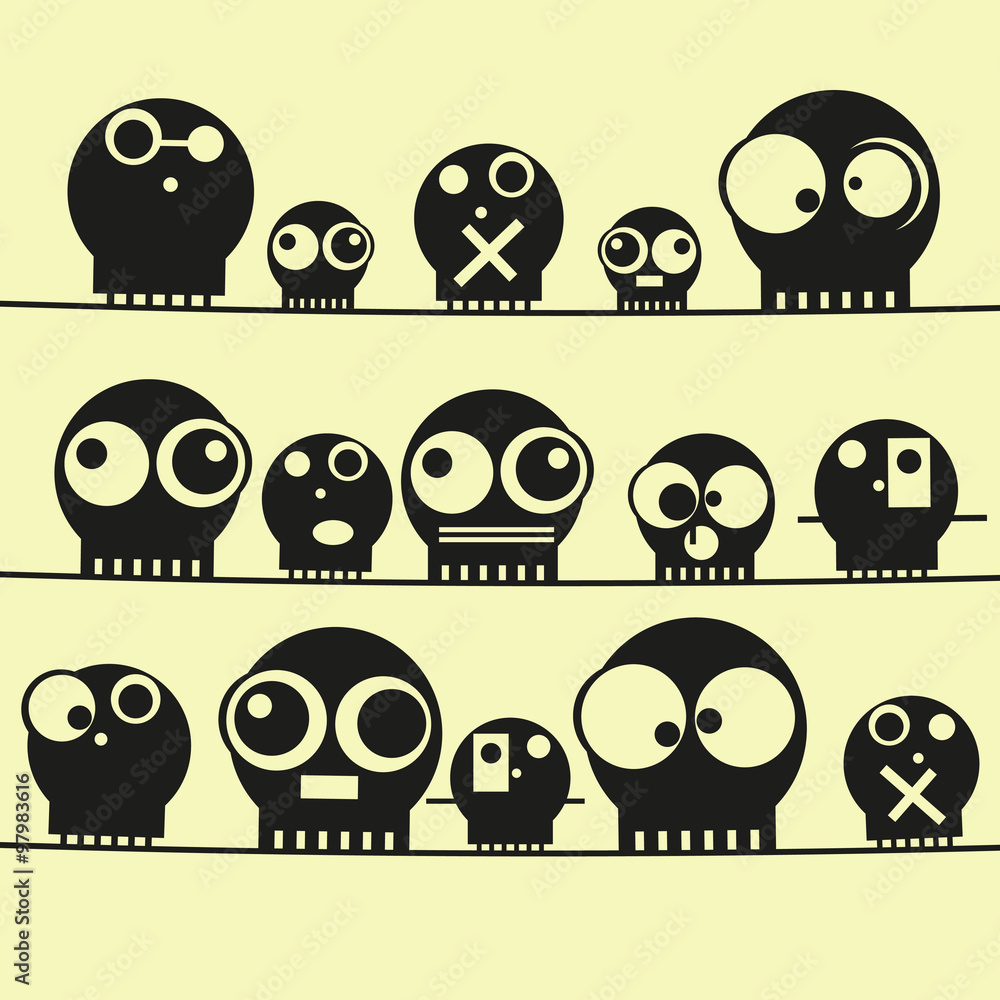 Set of funny cute monsters. Vector Set of funny cute monsters. Vector