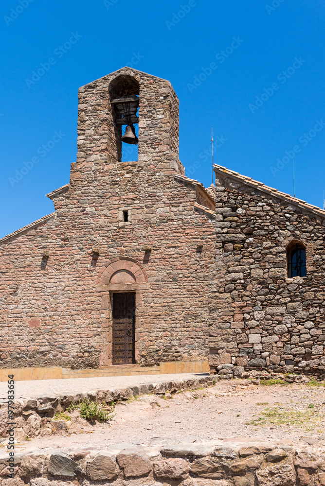 Monastery of Sant Llorenc del Munt, situated on top of La Mola, the summit of the rocky mountain massif. The original monastery built in the mid-11th century is Catalan Romanesque style