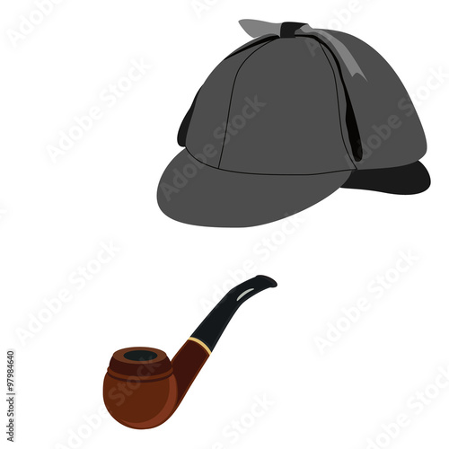 Detective hat and pipe