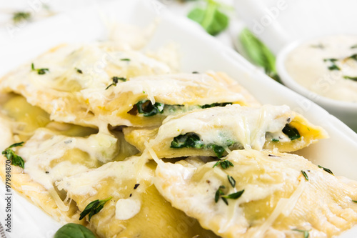 Ravioli with spinach and ricotta cheese
