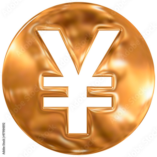 japanese yen currency symbol, japan, gold metallic surface photo