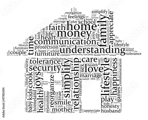 Home and family word cloud concept