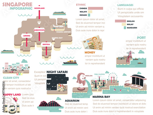 beautiful illustration info-graphic design of Singapore