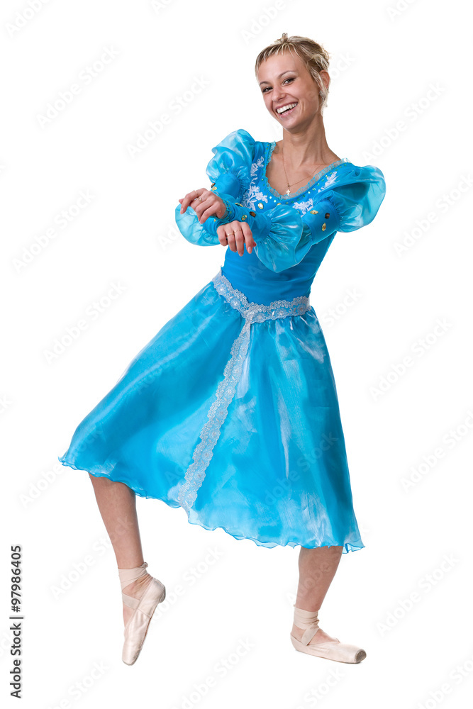 Fototapeta premium one caucasian young woman ballerina ballet dancer dancing on white background