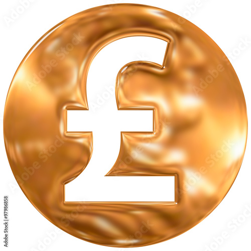 british sterling pound currency symbol, united kingdom, gold metallic finishing photo