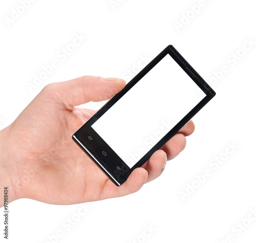 The black smartphone in man's hand
