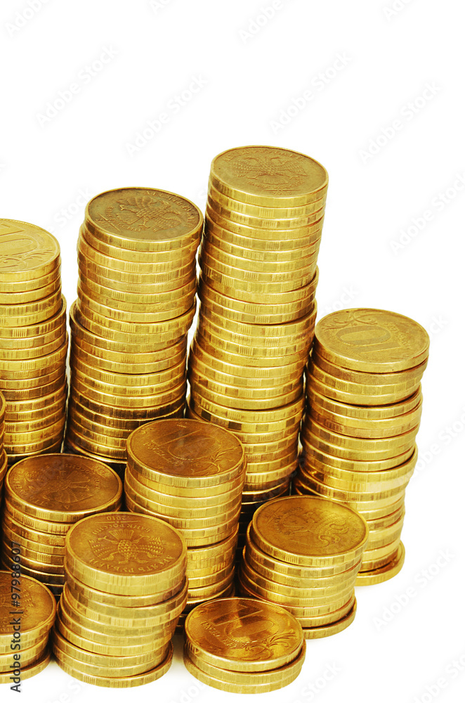 Gold money stack isolated on white Gold money stack isolated on white