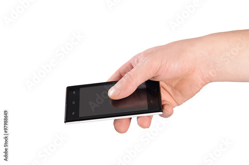 The black smartphone in man's hand