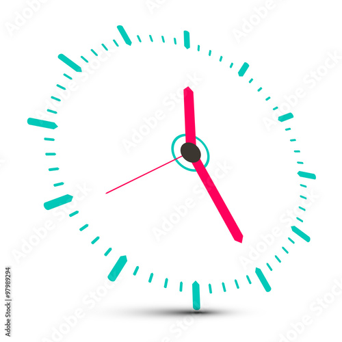 Clock Face Vector Illustration Isolated on White Background