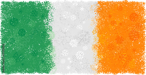 Irish flag whith snowflakes photo