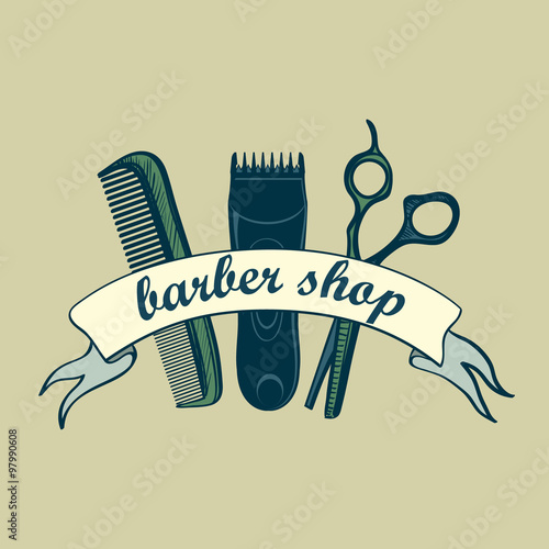 Obraz na plátně Vintage Barber Shop Label