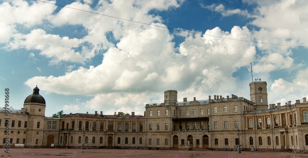 Russia,Gatchina, parade ground before palace. Time lapse. Russia,Gatchina, parade ground before palace. Time lapse.