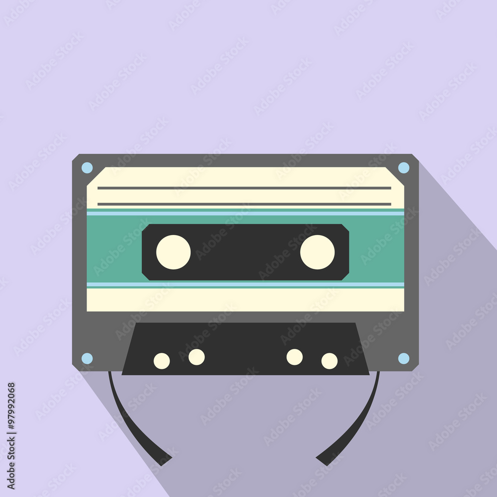 Fototapeta premium Audio compact cassette flat icon
