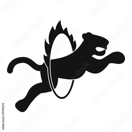 Tiger in flaming hoop simple illustration