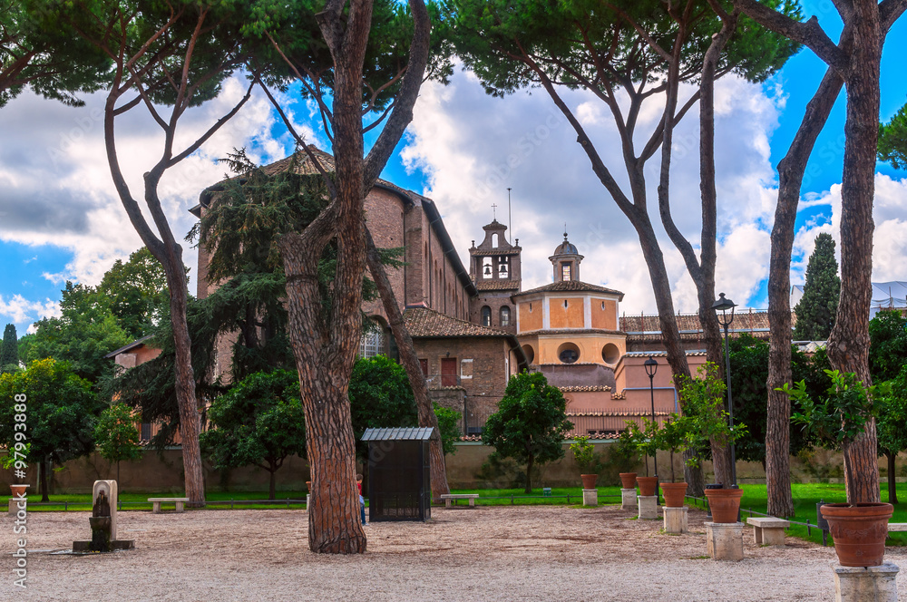 Fototapeta premium Orange Garden (Parco Savello Giardino degli Aranci) on the Aventine Hill in Rome. Italy