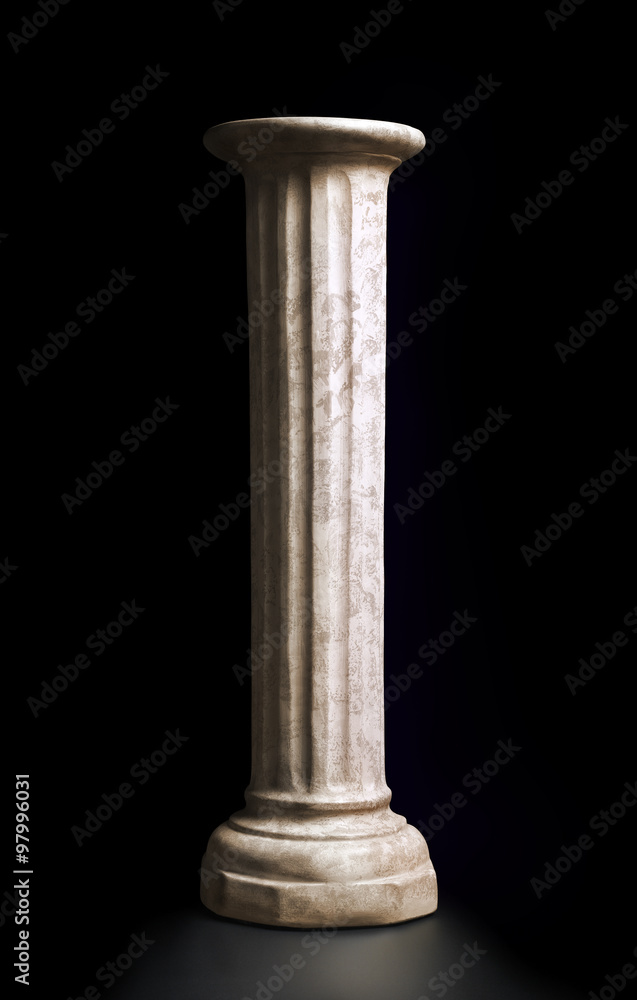 Classical column against black background. Clipping path Classical column against black background. Clipping path