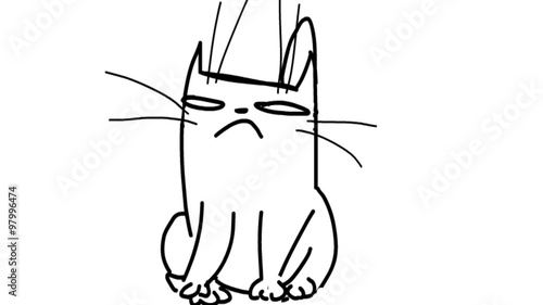 Cat dance. Traditional hand drawn cartoon animation.