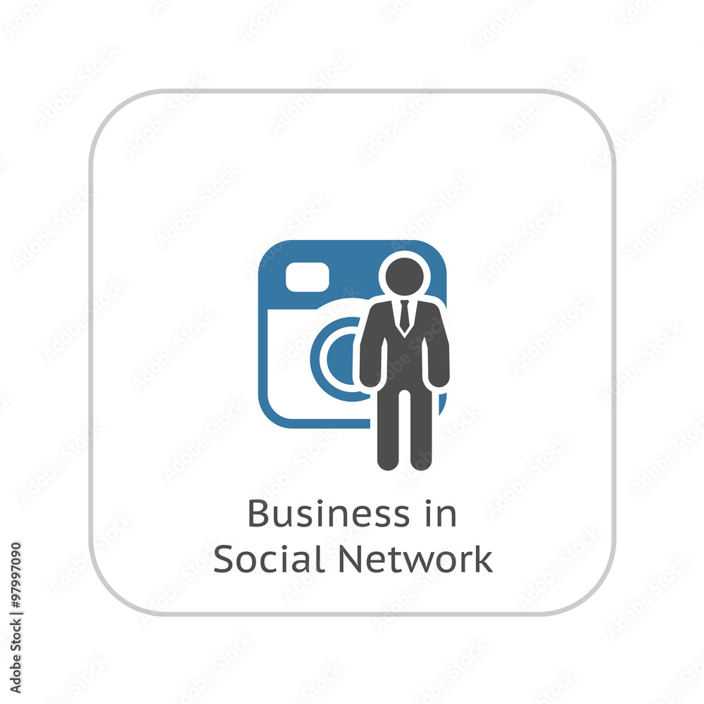Business in Social Network Icon. Flat Design. Business in Social Network Icon. Flat Design.