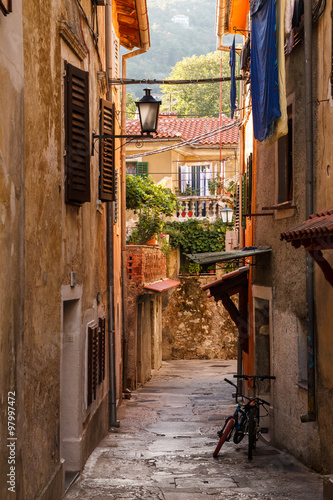Fototapeta Naklejka Na Ścianę i Meble -  Charming old alley in Opatija village, Croatia