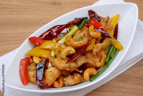 Thai food,stir fired chicken with cashew nuts