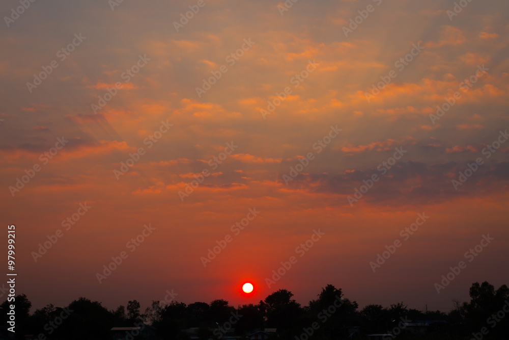 Beautiful sunset or sunrise landscape in cloudy sky. Beautiful sunset or sunrise landscape in cloudy sky.