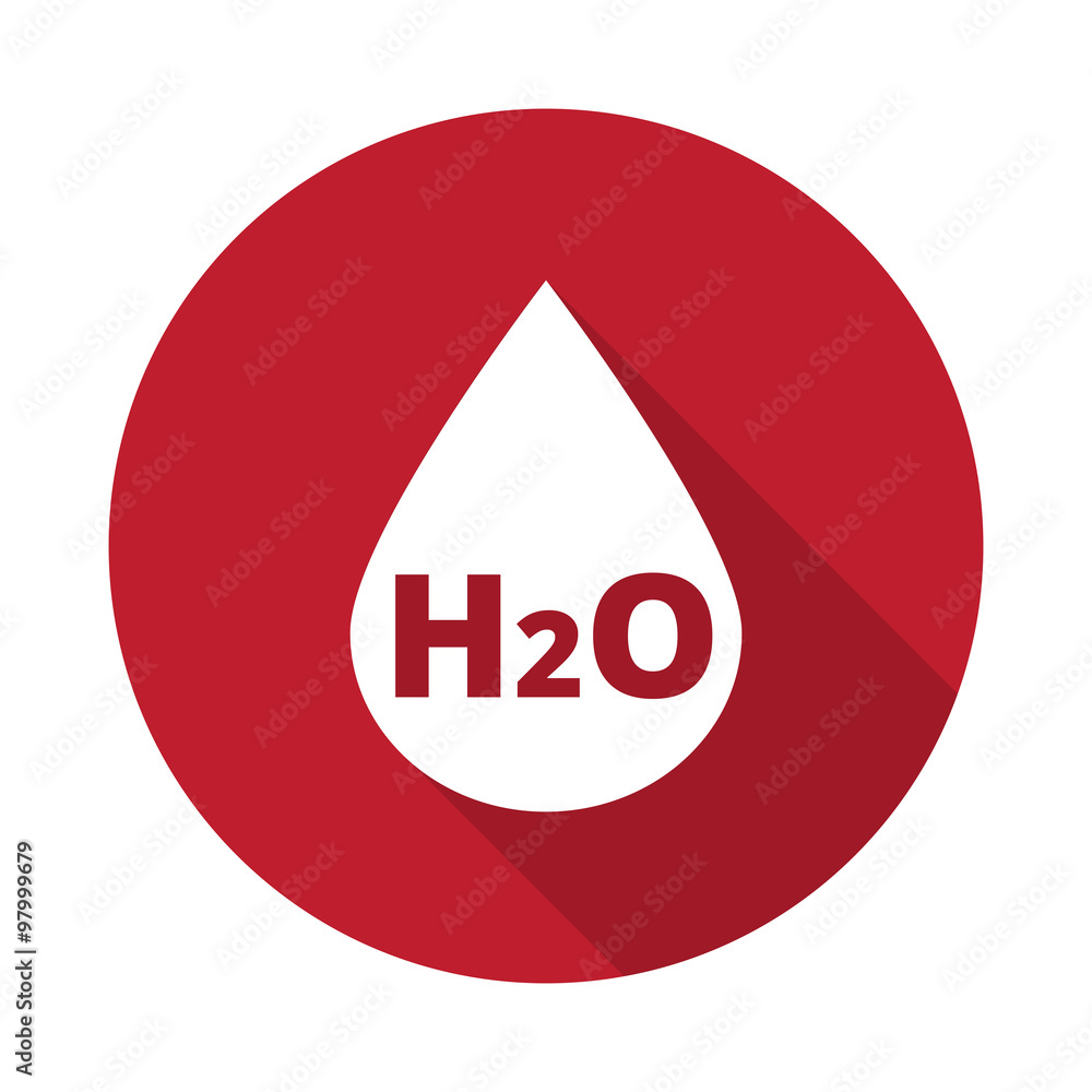 Flat Water icon with long shadow on red circle Flat Water icon with long shadow on red circle